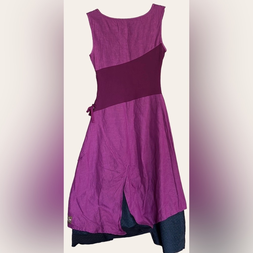 MATILDA JANE Ekaterina Orchid/Navy Linen Blend Lagenlook Dress, Size Small, GUC. - Picture 9 of 10